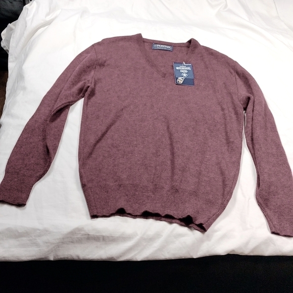 NWT Puritan mens burgundy and black v-neck sweater size medium - Picture 1 of 10